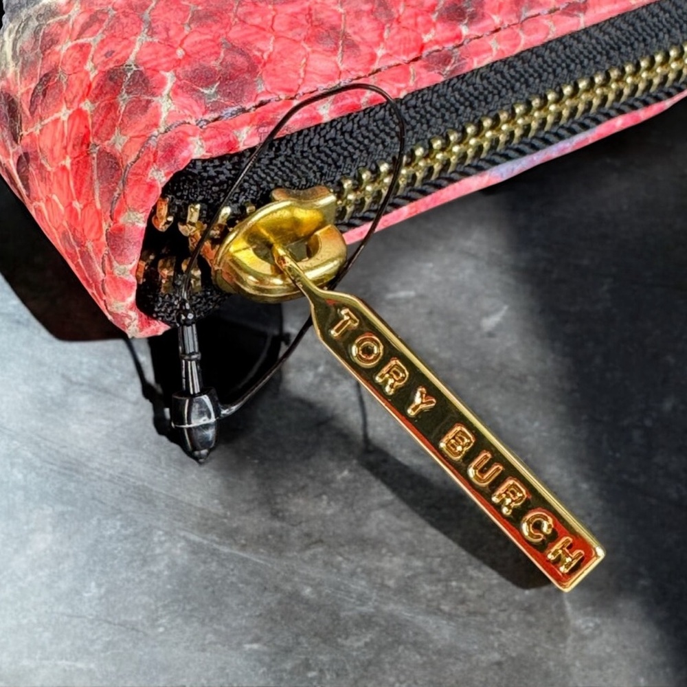 Tory Burch Python Leather Zip Around Continental … - image 4